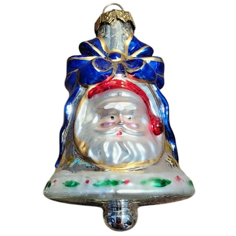 Blown Glass Bell Christmas Holiday Xmas Ornament